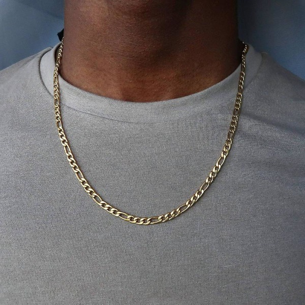 2023 Mode Klassiskt Figaro Chain Halsband Män Rostfritt stål Långt Halsband För Män Dam Kedja Smycken guld gold 20inch(50cm)