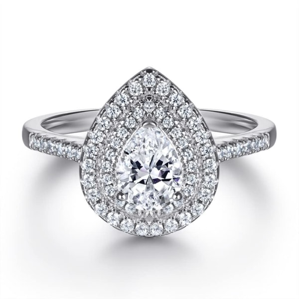 Ringe Gaver Trendy Delikat 925 Sterling Sølv Dråbeform Pæreformet Zirkon Ring Bryllup til hende (Farve: Hvid, Størrelse: 5)