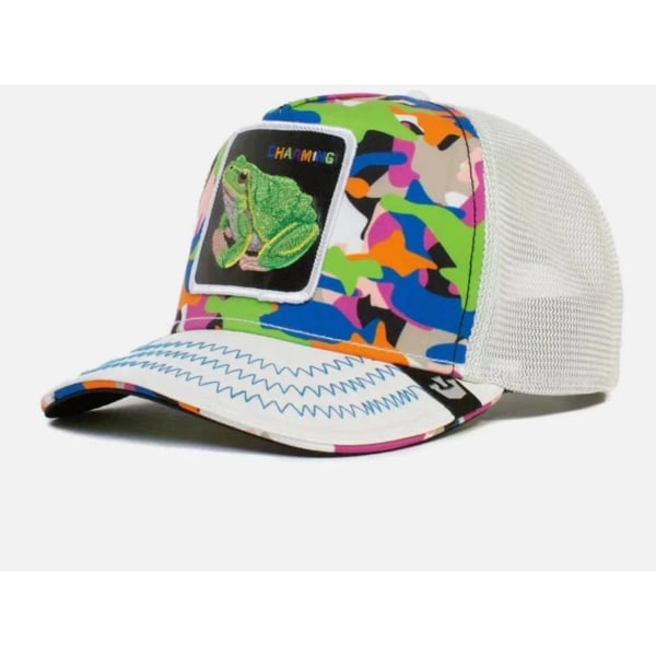 Mesh-hette med brodert dyremønster, snapback-hette, kamuflasje frosk camouflage frog