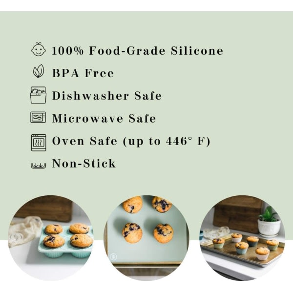 Gjenbrukbare silikonbakekopper for kjøkken (pakke med 12)