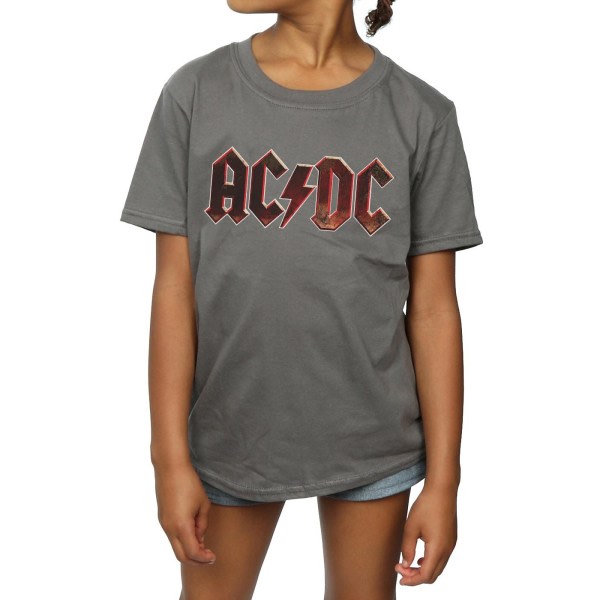 AC/DC Girls Logotyp Raw Distressed Cotton T-shirt 7-8 år Charco Charcoal 7-8 år