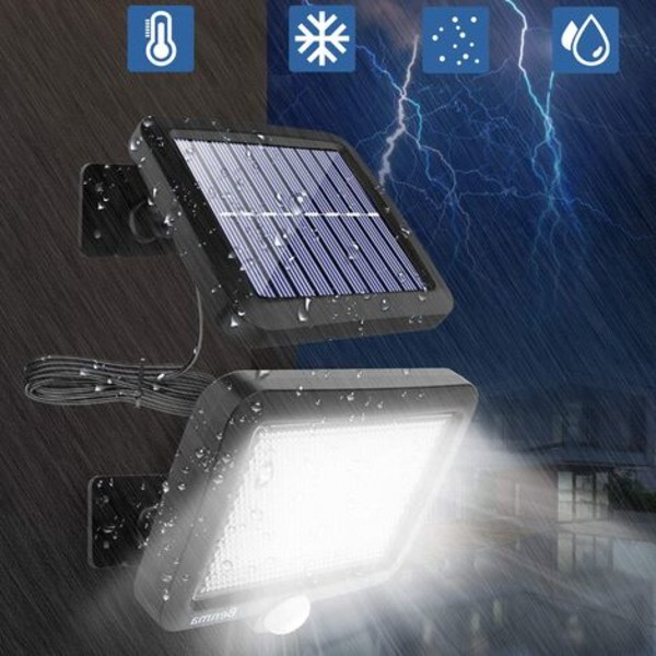 Solar Lights for Outdoor, 56 Led Solar Light Outdoor med rörelsesensor, IP65 vattentät, soldriven trädgårdslampa med kabel