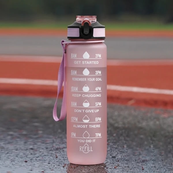 Vannflaske Sport Drikkekopp Plast Vannkopp 1000ML - spotsalg Pink