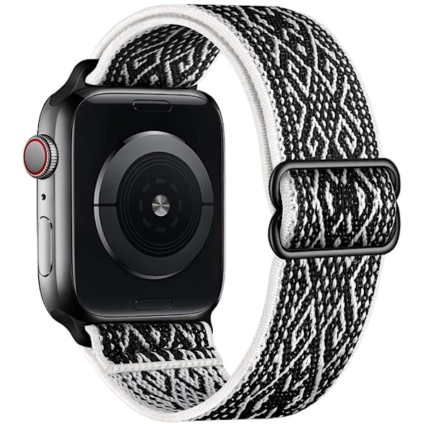 iWatch 7 Ny Elastisk Nylon Justerbar Fleksibel Vevd Apple-Rem Svart Sjakkbrett 42mm44mm45mm Black checkerboard