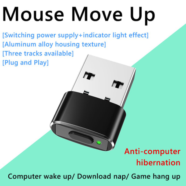 USB Mus Jiggler Oupptäckbar Musrörare med Separat Läge i Svart black