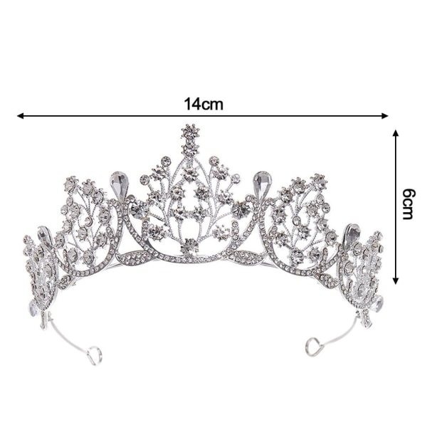 Prinsessa Kristall Tiara Rhinestone Hårband SILVER silver