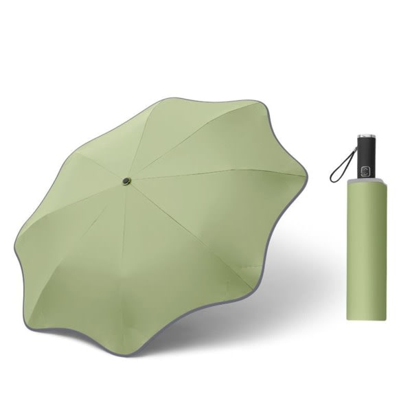 Rundt hjørne paraply med reflekterende stripe 8 ribber (grønn)