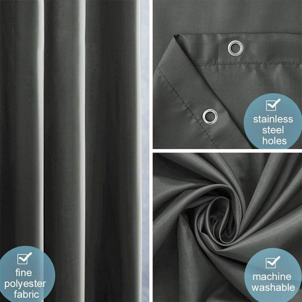 Duschdraperi 240 x 200 cm, med 16 krokar, extra brett, viktat, mögelresistent, d-XF4-