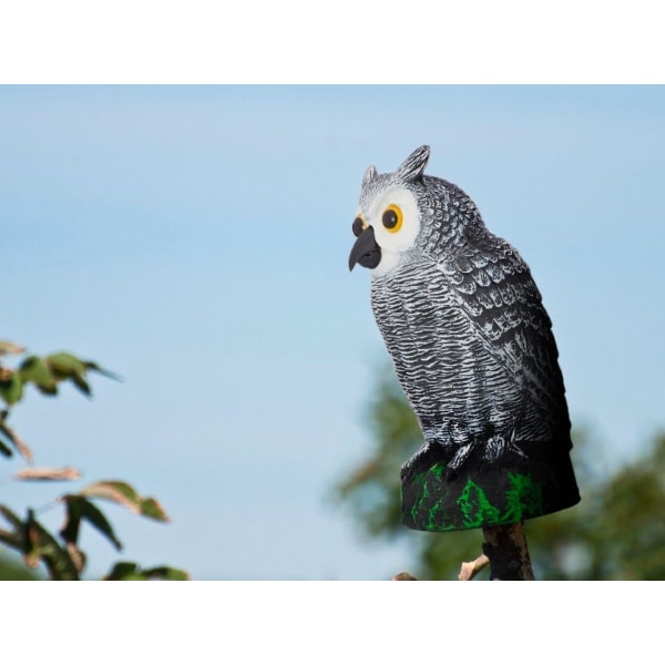 Naturlig Fake Fågelskrämma Owl Decoy - Uggla skadedjur Repellet