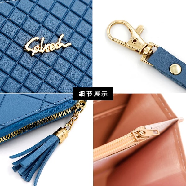 Glidelås Penger Myntveske Dame Kortholder Lang PU Lær Clutch Lommebok Stor Kapasitet Dame Armbånd Telefon Håndvesker Penger Lomme