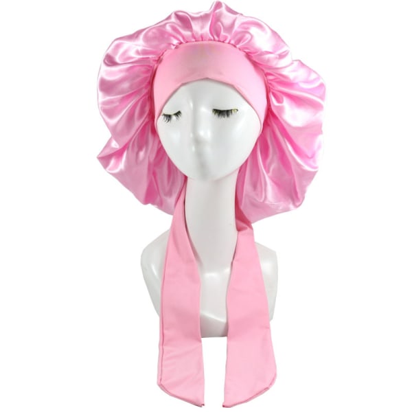 Silkkimyssy luonnollisen kihara hiukset nukkua satiini Bonnet pink