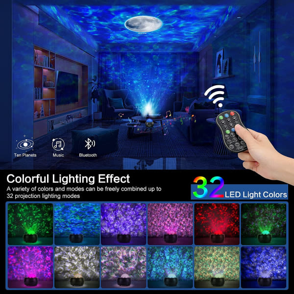 Projektorlampe, Starry Night-projektor, Bluetooth-højttaler 670a