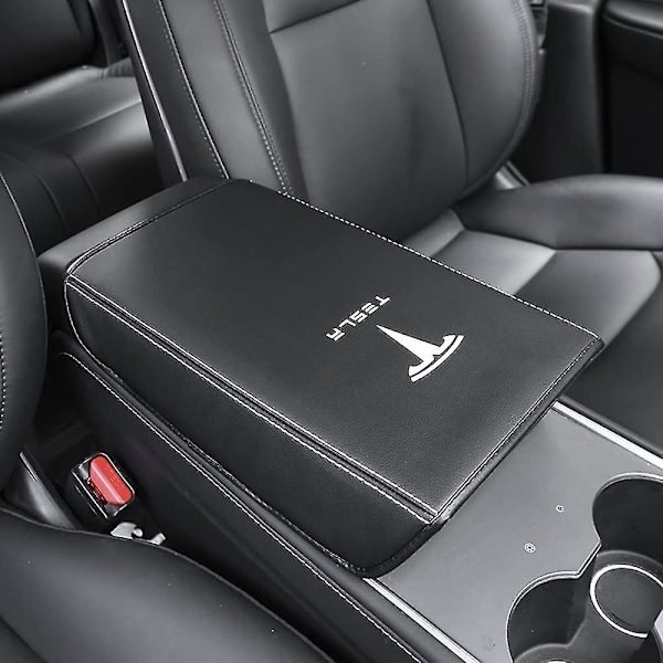 Bilmidterarmsstøtteovertræk til Tesla Model 3 Model Y PU-læder Center Console Protector Pad Bil Vandtæt Armrest Box Måt til Model 3 2017-2022 Mo