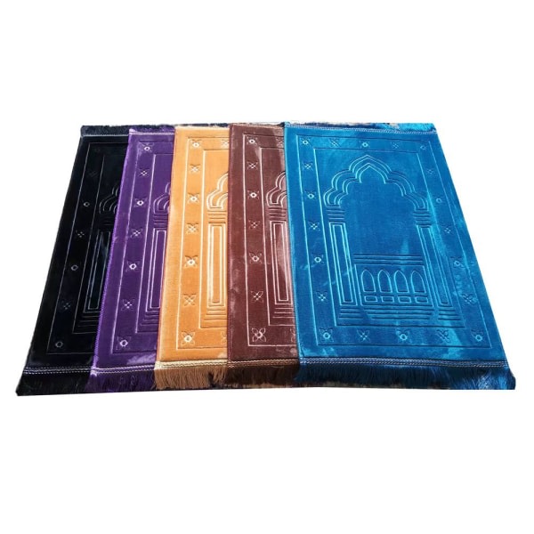 Hide Blue, Mihrab Style Sammet Bön Matta | Muslimsk bönematta | Storlek: 120 x 80 cm - Tillverkad i Turkiet