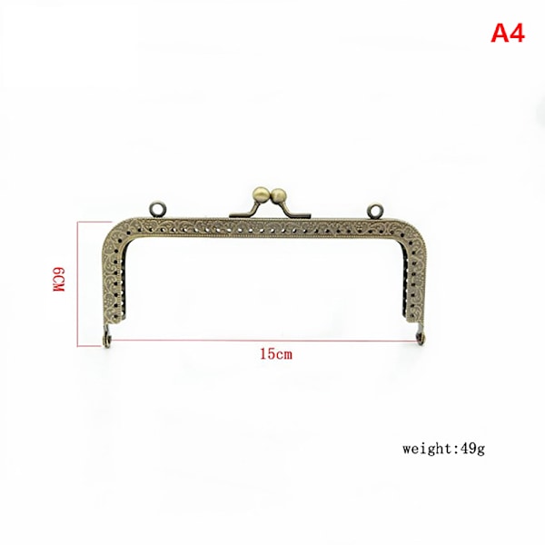 Firkant Blank Sølv Basic Metall Lommebok Ram Kyss Spenne Lås DI 15cm