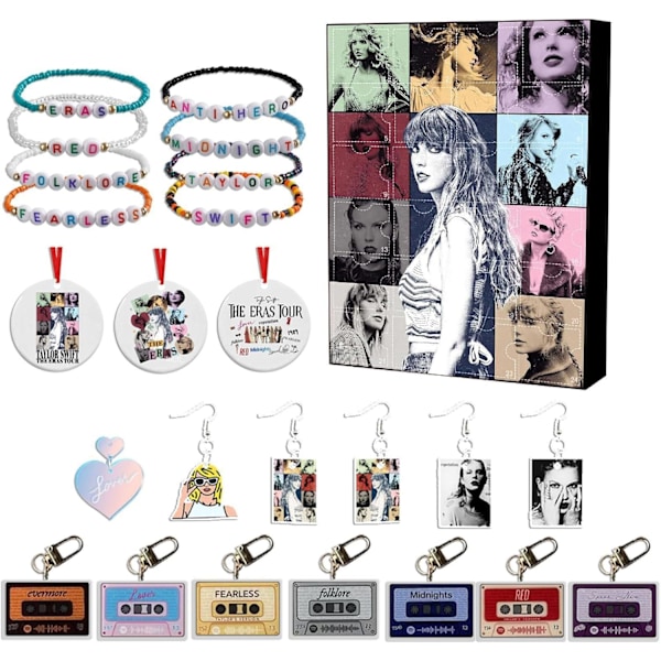 Christmas Advent Calendar 2024,24 Pcs Fashion Singer Inspired Friendship Charms Gift,24 Days Countdown Advent Calendar Christmas Gift Birthday Gift