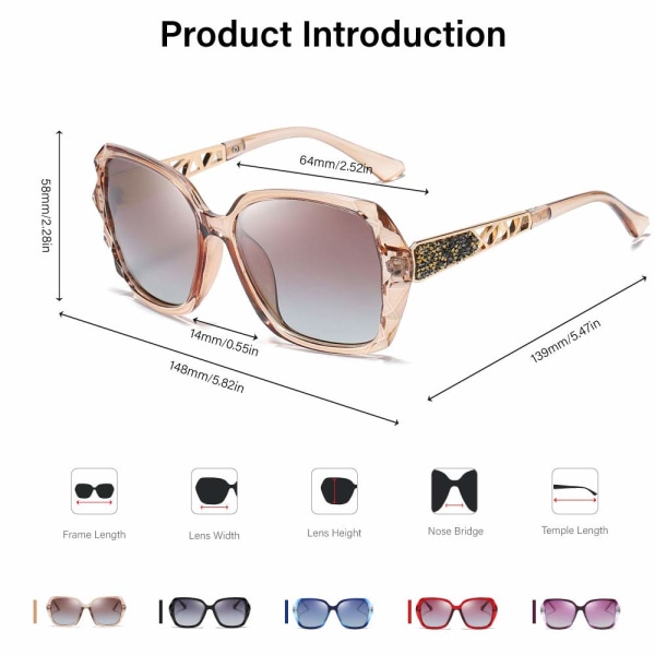 Överdimensionerade polariserade solglasögon för kvinnor Trendiga klassiska damer