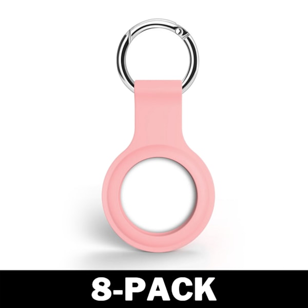 Airtag Apple Silikonikuori Avaimenperällä Pinkki 8-Pack