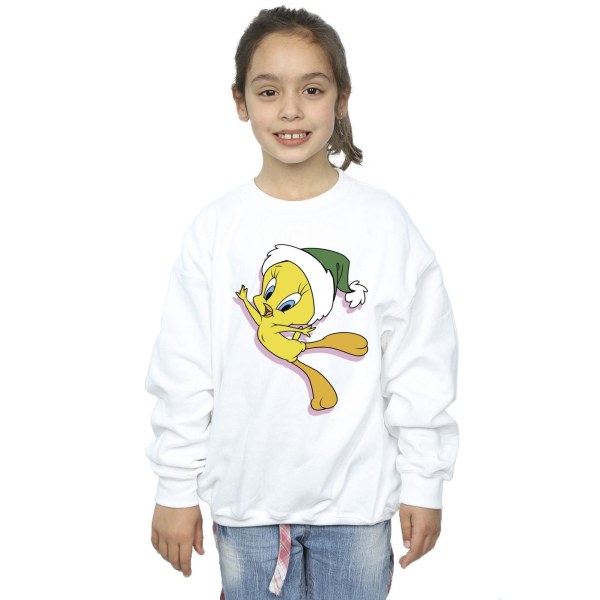 Looney Tunes Girls Tweety Christmas Hat Sweatshirt 12-13 år Vit 12-13 år