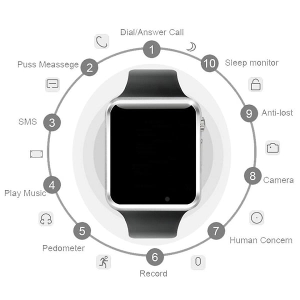 Q88 Smart Watch Ip68 Vattentät Herr Sport Smartwatch Android Bluetooth Watch Support Puls / Ring påminnelse / Stegräknare / Sömnövervakning / Trac