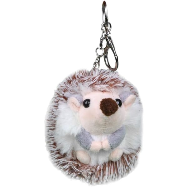 Chic Grey Hedgehog Keychains Gift Plush Key Holder Adorable Pend