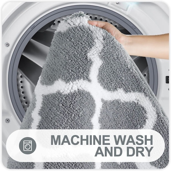 Badrumsmatta, myk og absorberende baderomsmatta i mikrofiber, halvfri hårig dusjmatta, maskintvättbar og torr,