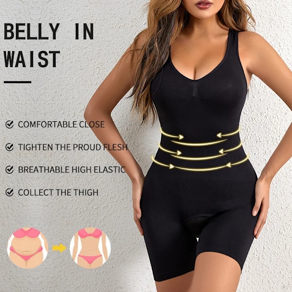Naisten avoin haara Kompressio Vartaloa Muokkaava Body Shapewear Korsetti Vartalon Muotoilija Muotoilevat Alusvaatteet Lantiota Kohottavat Vatsanhallintapikkuhousut Musta Black XS-S