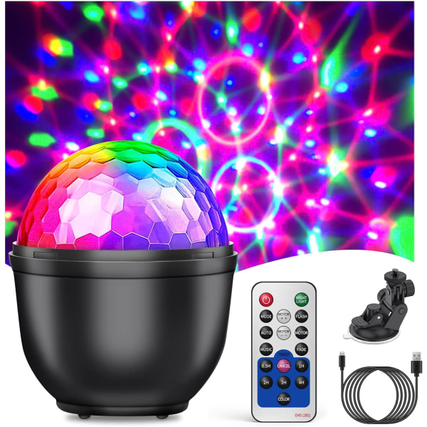 Disco Ball LED Light - Party Light med 15 lyseffekter og bat