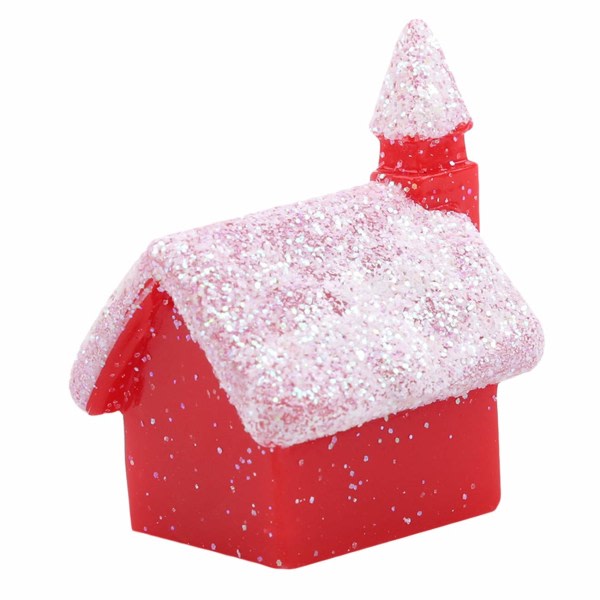 Mikro landskabsdekoration Rød snehusharpiks Julehåndværksfigurer til miniaturedekorationer, farve 2 (2 pakke)