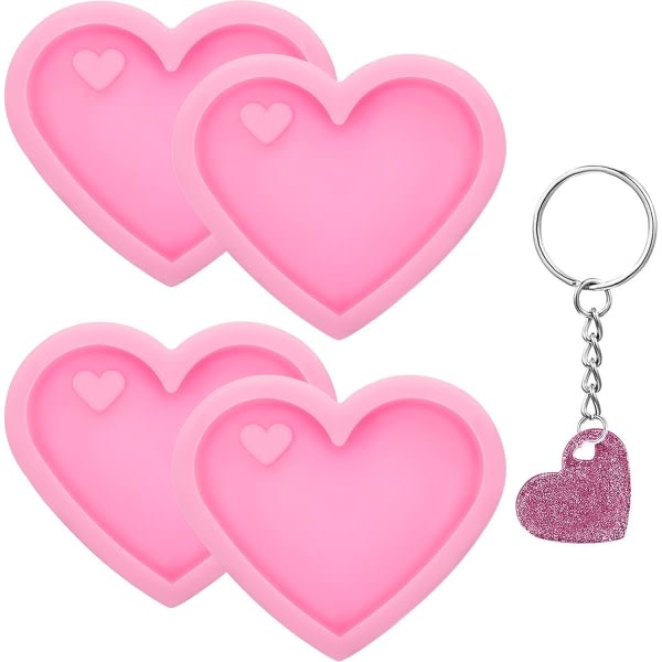 Heart Love Nyckelring Form med hul Form Form til DIY Bagageprylar (4 st)