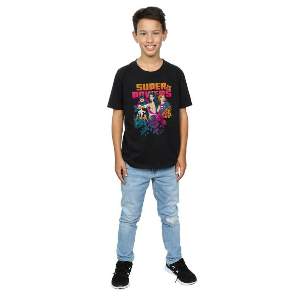 DC Comics Boys Super Powers Neon Blomster T-shirt 12-13 år Bla Sort 12-13 år