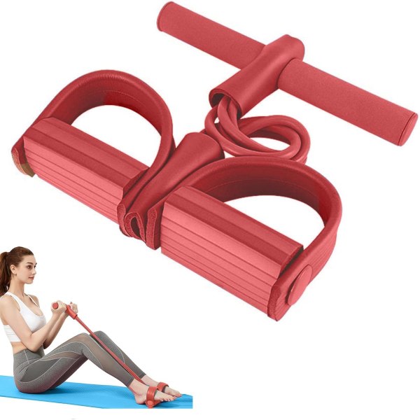 4-rør Sit Up Drag-rep modstandsbånd | Fitness elastisk for män och kvinnor | Slitstarkt gummiband med håndtag for mage, ben, armsträckning