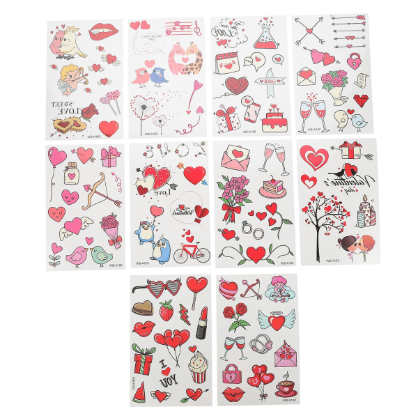 20 ark Body Stickers Valentinsdag Fake Love Decal Sweet Love Face Decals