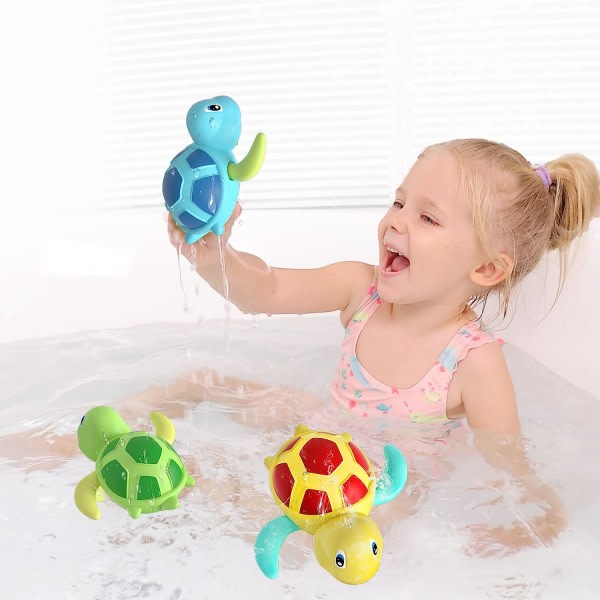 Badleksaker 1-3 år gamla, Baby Girl Toy Badkar Sköldpaddsleksak, bedårande flerfärgade flytande baddjursleksaker - [3 stycken]