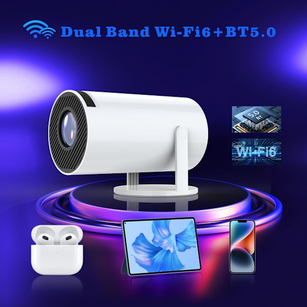 Projektor Smart HD LED WiFi Bluetooth HDMI. USB Android Kontor Hemmabio - WELLNGS