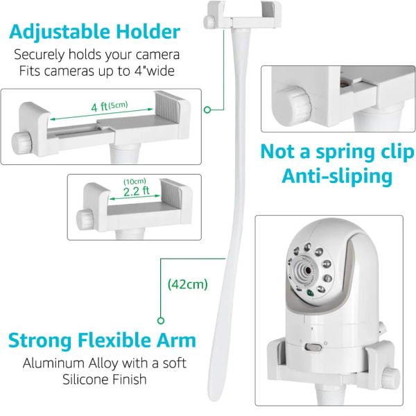 Universal Baby Monitor Hållare Längre Vit Flexibel Silicon Baby Kamera Stativ