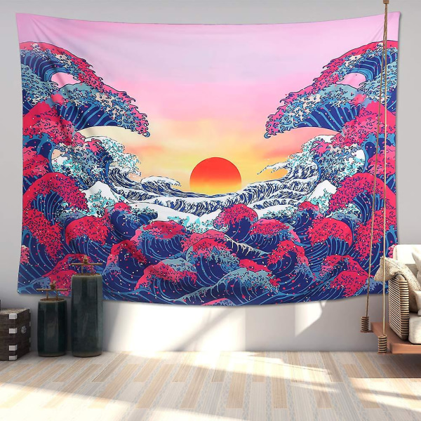 Seinämaalaukset valtameren suuresta aallosta, Wall Tapestry Orange Suns
