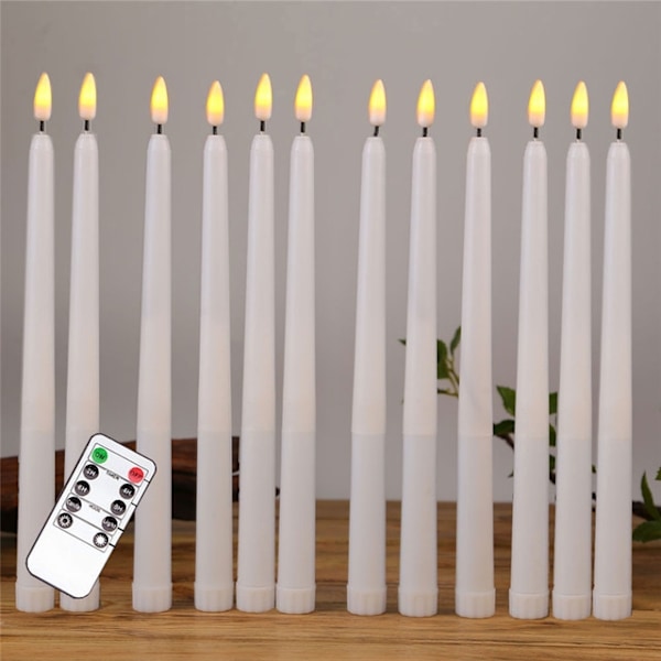 Flamfrie LED Koniske Lys Sæt med Fjernbetjening - 8-pak yellow