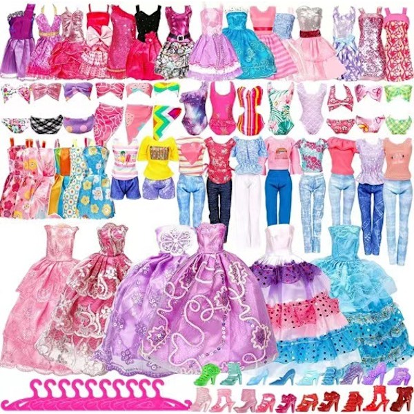 50 st/set Barbie dockklänningar skor smycken kläder accessoarer D