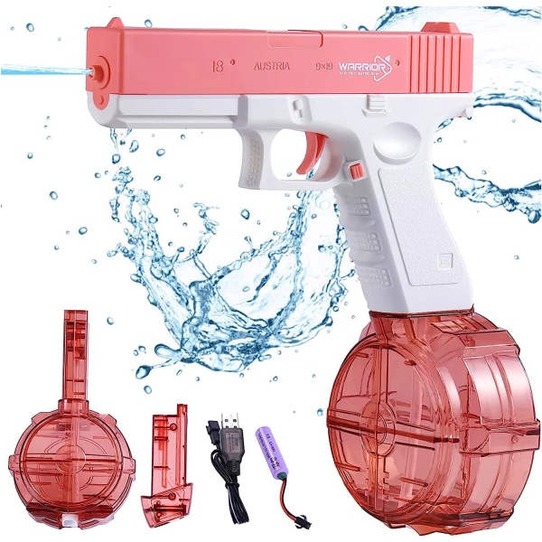 Elektrisk vandpistol for barn, to vandkammare (rosa)