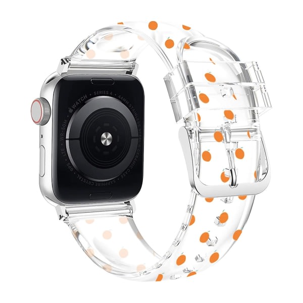 Yhteensopiva Apple Watchin 41mm / 40mm / 38mm hihnan joustavan läpinäkyvän oranssin muotoilun kanssa