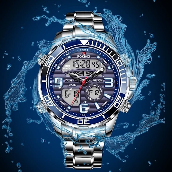 2023 Toppmerke Luksuriøse Digitale Herreklokker Topp Luksus Sport Quartz Armbåndsur For Menn All Steel Militær Vanntett Klokke+Boks gold
