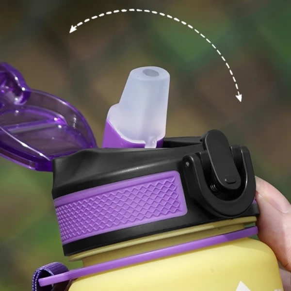 Vannflaske Sport Drikkekopp Plast Vannkopp 1000ML - på lager Yellow&Purple