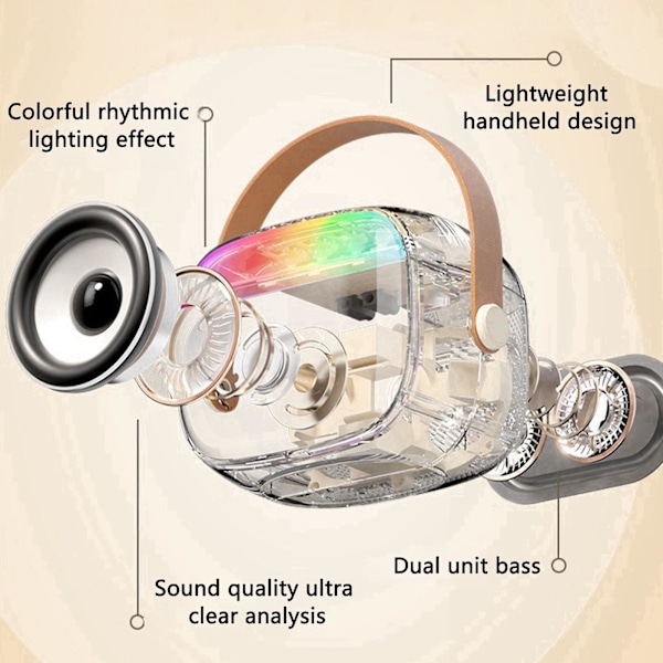 Hemkaraoke maskin bärbar Bluetooth 5.3 högtalarsystem med 1-2 trådlösa mikrofoner hemfamiljesång för barn