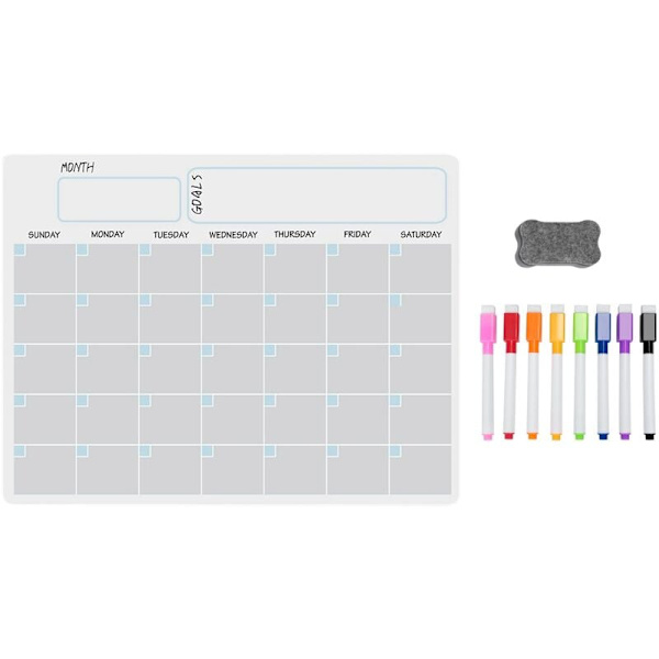 A3 Magnetisk Whiteboard Kalender Raderbar Tavla Set Veckoplanerare Whiteboard för Kylskåp Kök Hem 17X12 Tum-XF6-