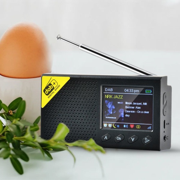 DAB+ FM-radio, bærbare DAB-radioer Genopladelig digitalradio med USB-opladning (sort)