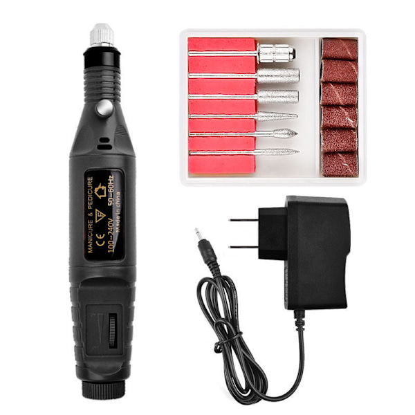 Negledekorationer til mini slibemaskine til nail art USB bærbar elektrisk neglefil American Standard Black (OPP bag)