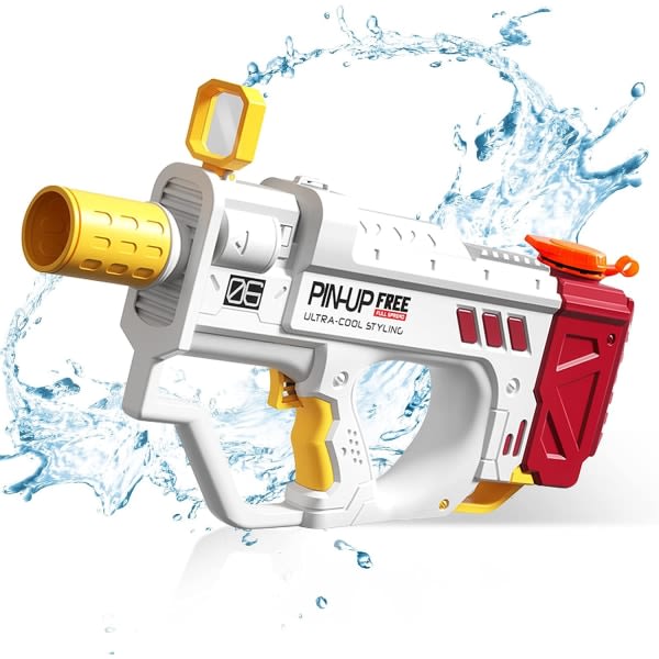 Elektrisk vattenpistol för barn och vuxna, automaattinen vattenpistol batteridriven, 32 jalkaa skjutbana 800 ml, Aurora White