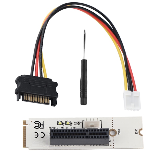 NGFF M.2 Key M - PCI-E Express 4X Riser -korttisovitin LED-jännitteenilmaisimella ja SATA-virtalähteellä