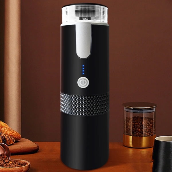 Bærbar trådløs elektrisk kaffemaskin innebygd Batteri oppladbar utendørs reisebil hjem helautomatisk Kaffetrakter sort